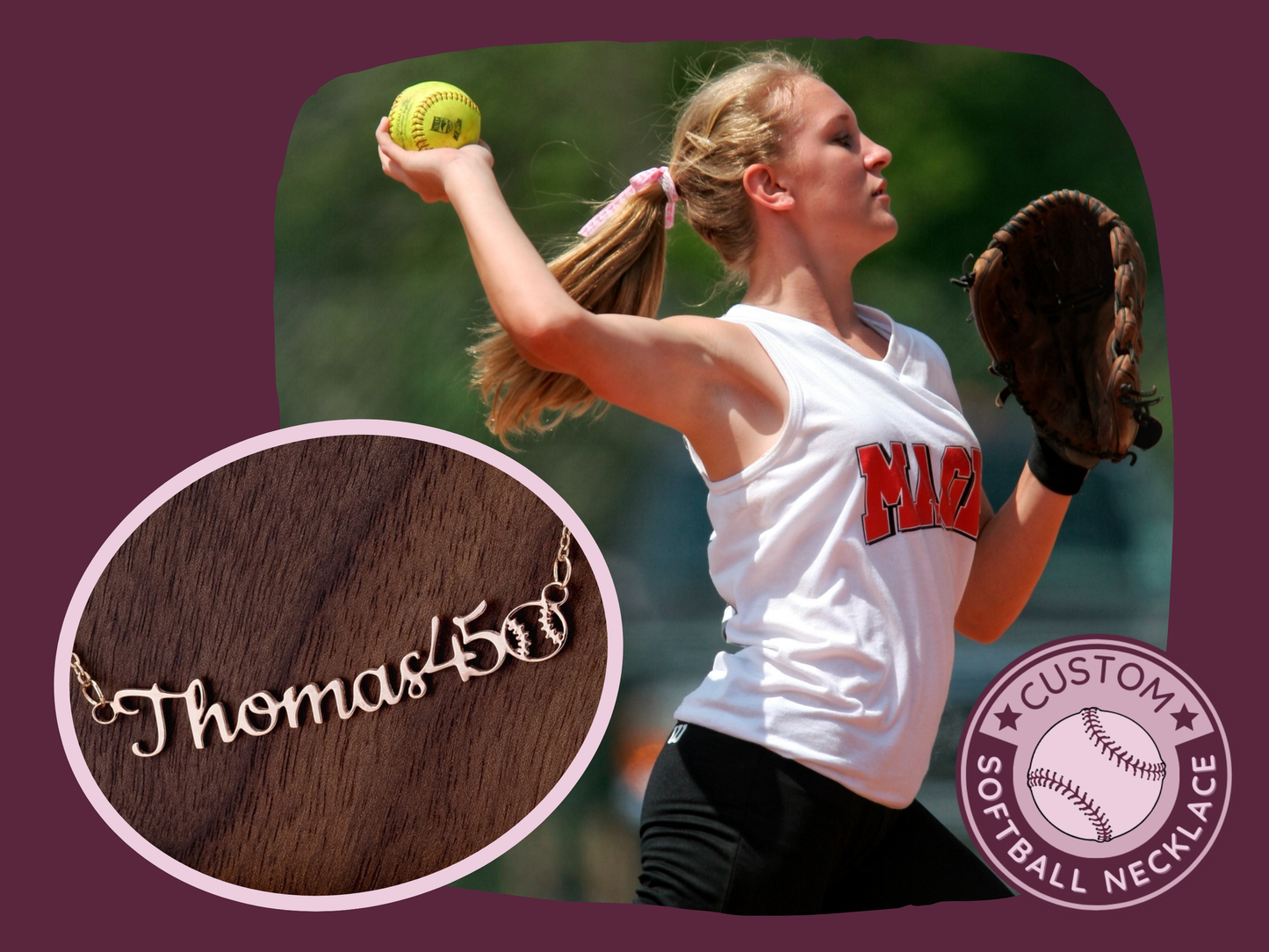 π₯ Elevate Your Presence with a Personalized Girls Softball Necklace!