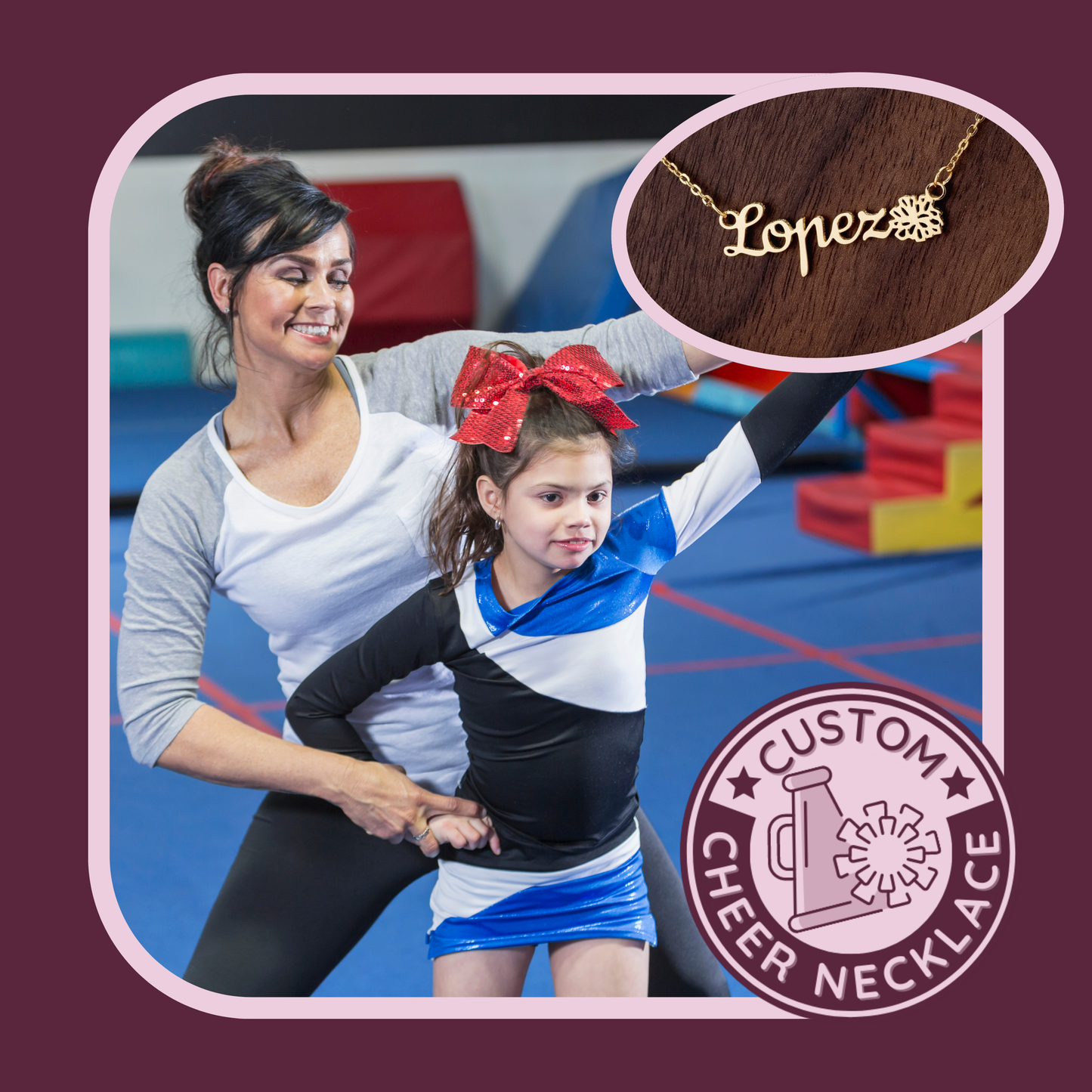 📣 Personalized Girls Cheerleading Necklace! Celebrate Moms and Players! ✨ Support Our League!
