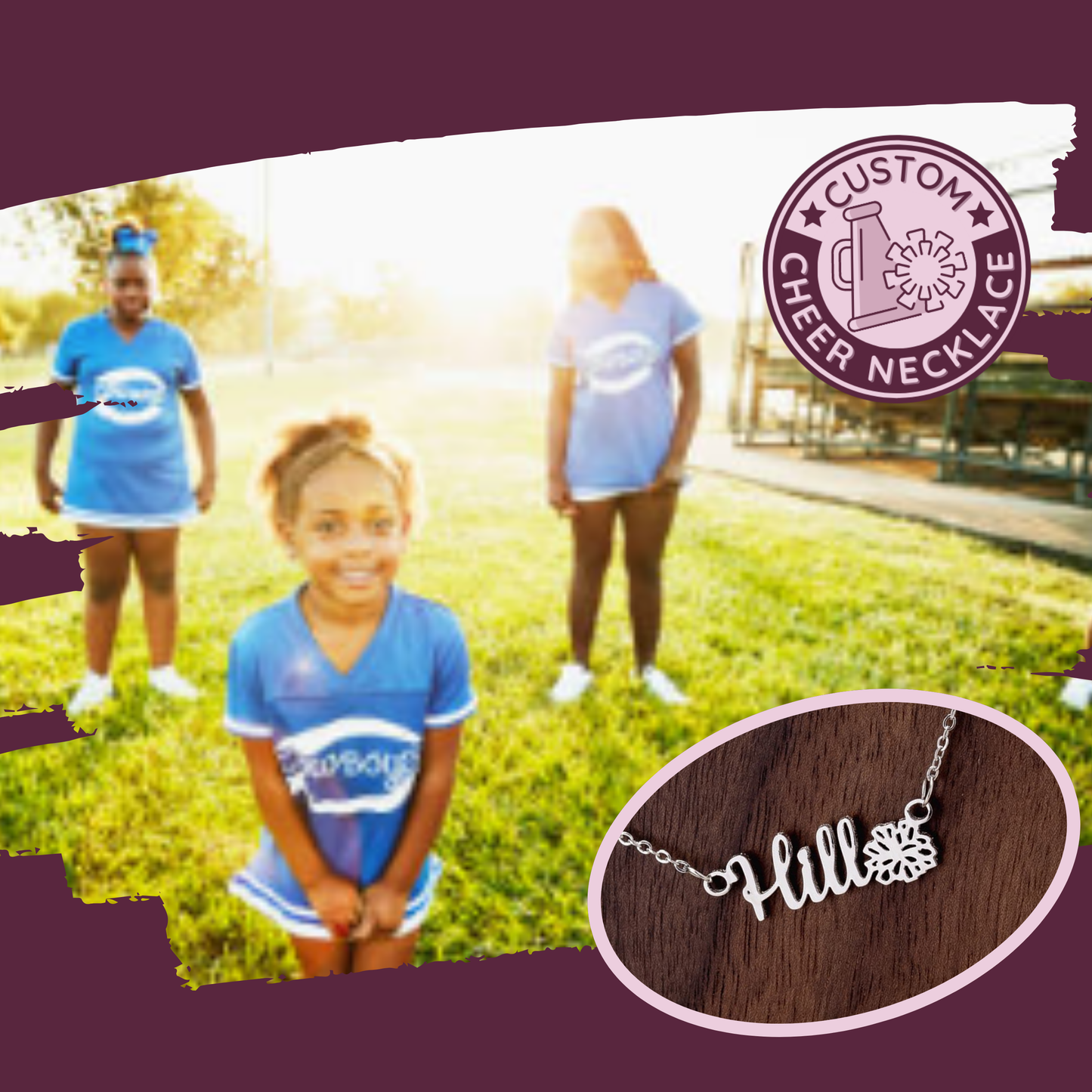 📣 Personalized Girls Cheerleading Necklace! Celebrate Moms and Players! ✨ Support Our League!