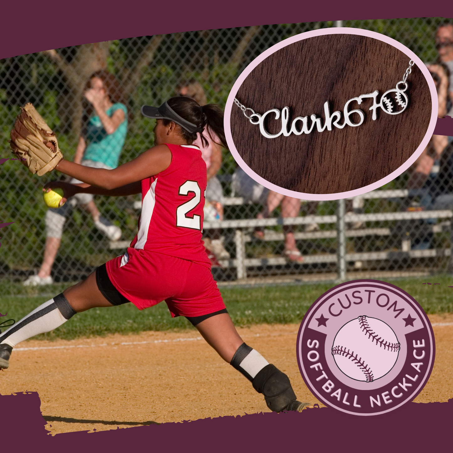 🥎 Personalized Girls Softball Necklace! Celebrate Moms and Players! ✨