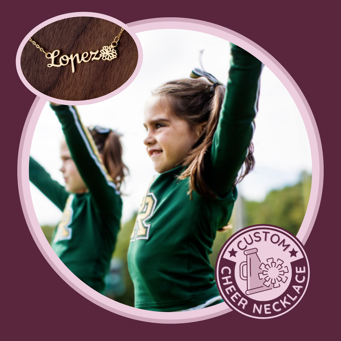 📣 Personalized Girls Cheerleading Necklace! Celebrate Moms and Players! ✨ Support Our League!