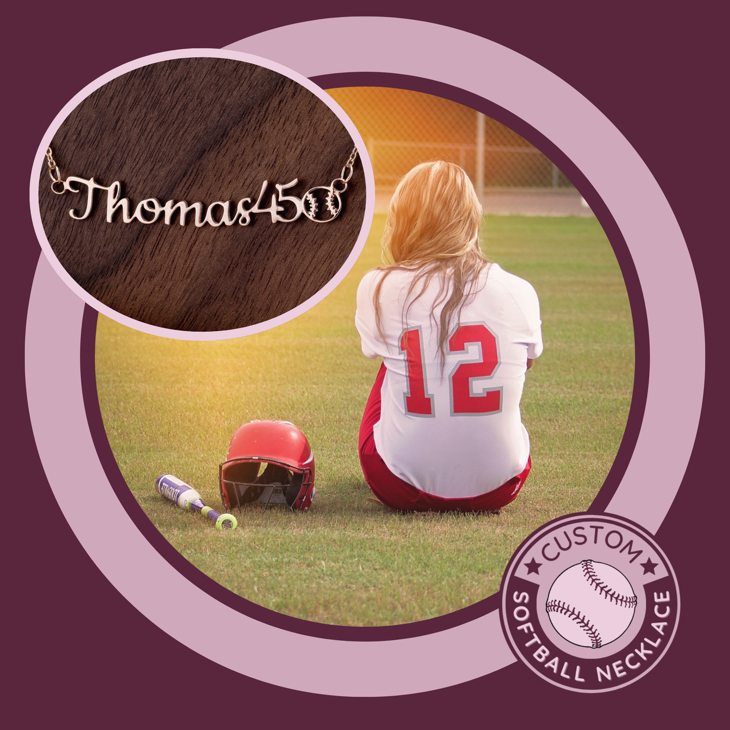 🥎 Personalized Girls Softball Necklace! Celebrate Moms and Players! ✨