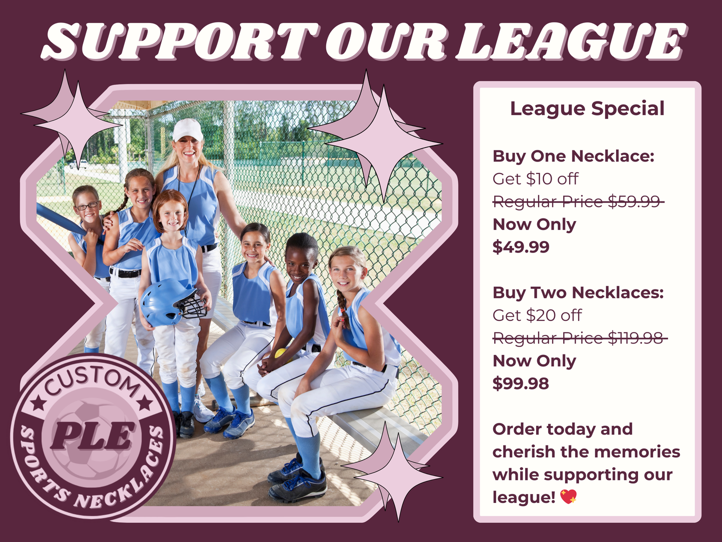 🥎 Personalized Girls Softball Necklace! Celebrate Moms and Players! ✨ Support Our League!